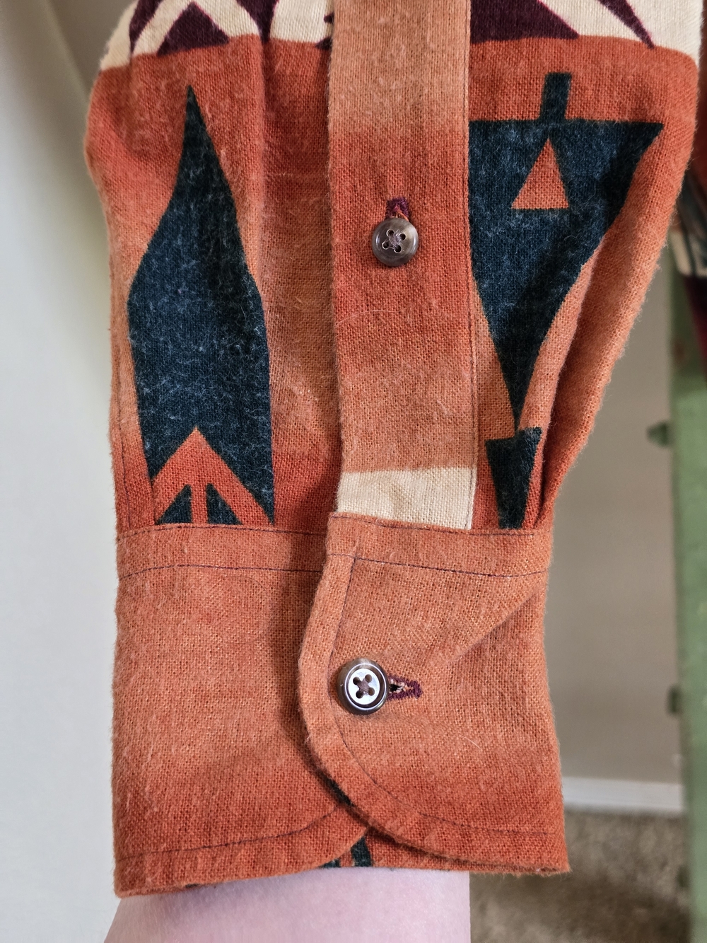 Vintage Ralph Lauren Aztec Flannel Button-Down Shirt, 90s, Sz M - Picture 4 of 8